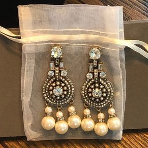 Banana Republic Pearl / Crystal Statement Earrings